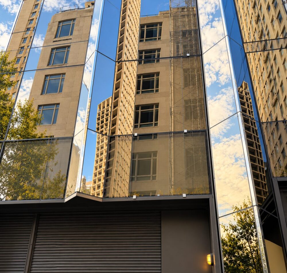 Bronze mirror glass panels and joints at 1 Central Park West