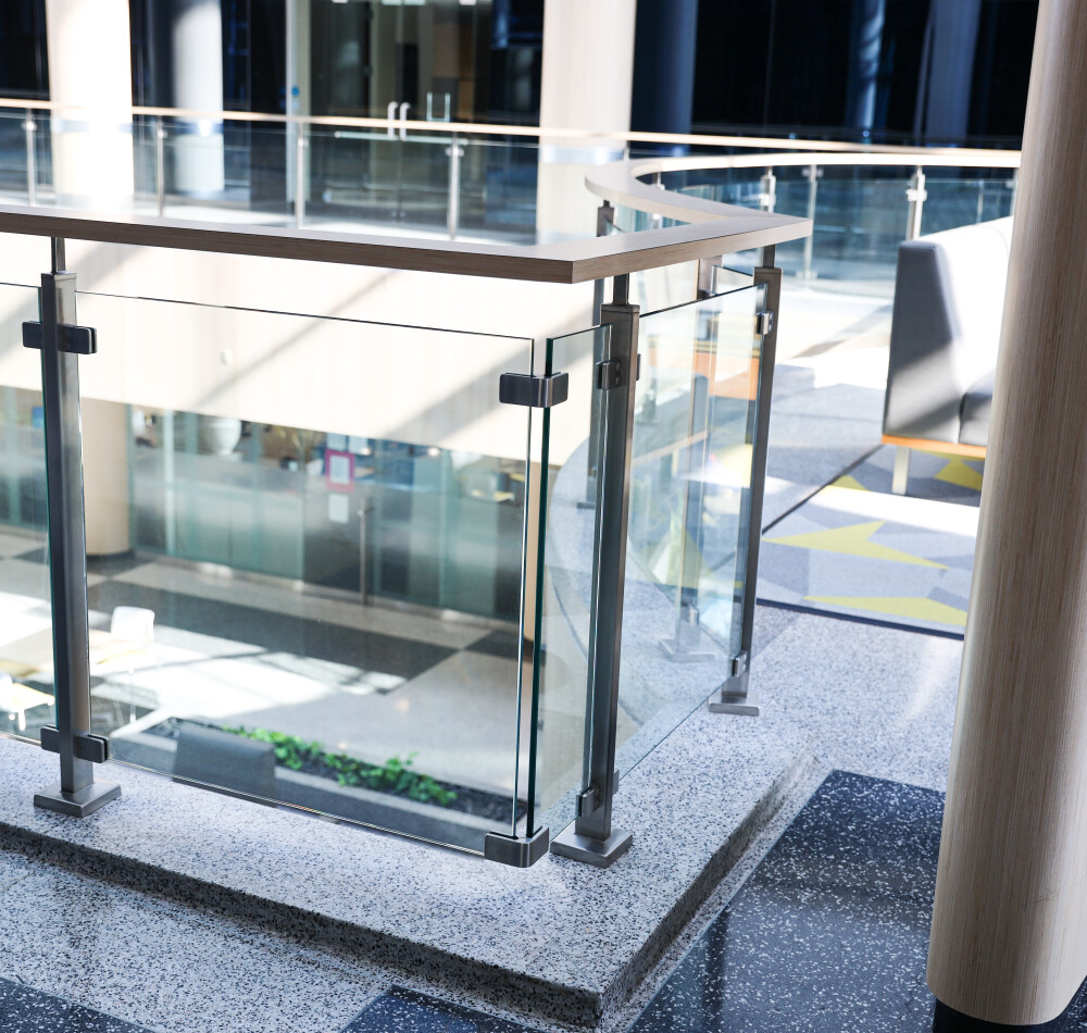 Interior Glass Railings – Bank of America, Long Island
